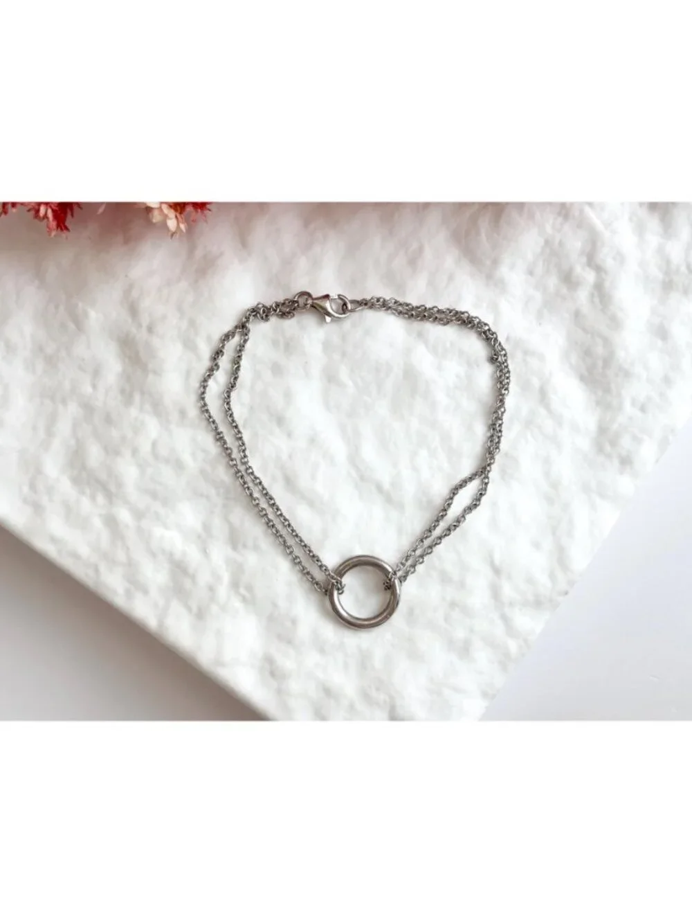 Cable Chain Round Doublr Linked Vintage Sterling Silver 925 Bracelet - 7